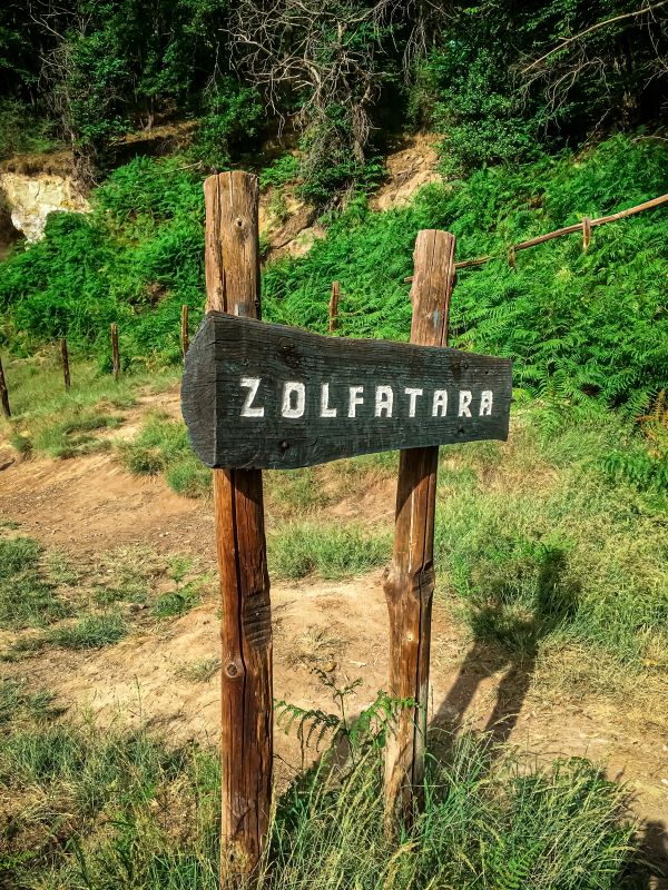 Antica Monterano cartello Zolfatara nella Riserva Naturale Regionale